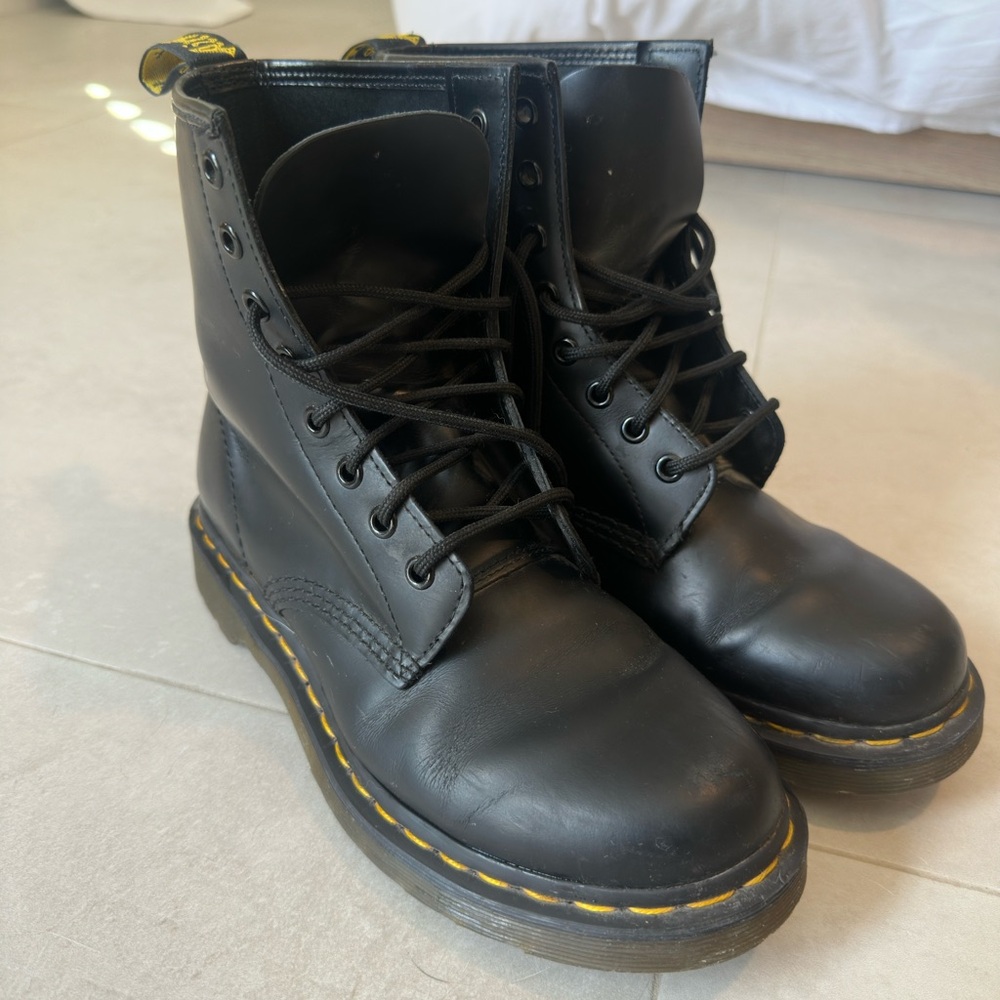 Black Leather Lace-Up Boots